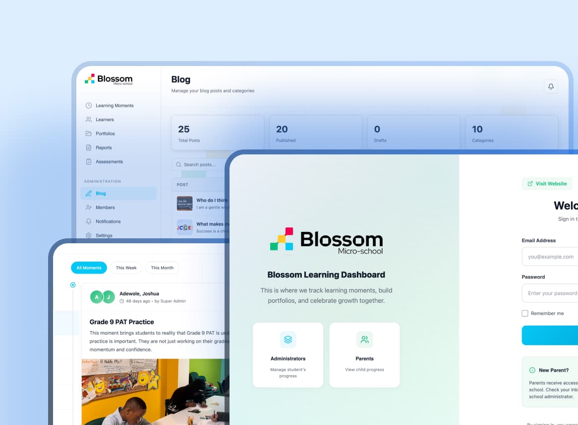 Blossom Microschool Dashboard project preview